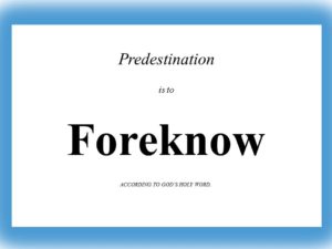 Predestination is to FOREKNOW according to God’s Holy Word.